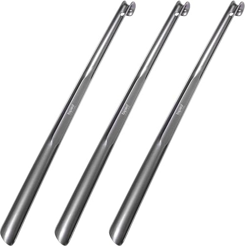 biped 3-pack långa skohorn 65 cm plast – extra långt skohorn med krok – robust och hållbart – tysk tillverkning z1557(metallisk antracit)