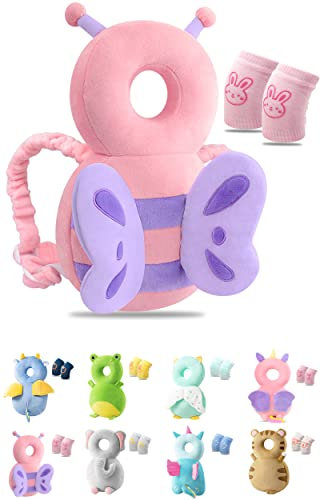 JEJA Baby Kopfschutz, Verstellbare Schutzkissen Baby, Safety Guard Kissen für Kinder - Schmetterling mit Knieschoner Krabbeln