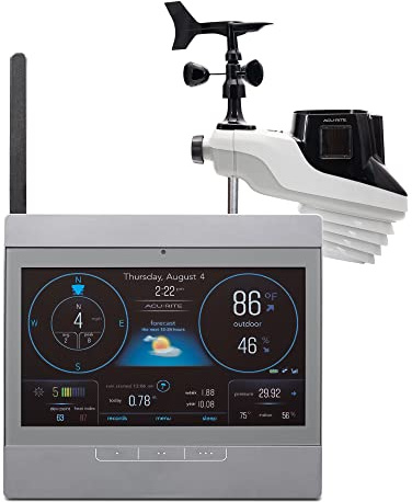 AcuRite Atlas Weather Station with Gray High-Definition Display for Temperature, Humidity, Wind Speed, and Wind Direction with Hyperlocal Forecast, Programmable Alerts, and Built-In Barometer (01125M)