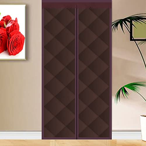 Wärmeschutzvorhang Winter Magnetisch Wärmeschutz im Winter Hitzeschutz Thermo Türvorhang Kälteschutz für türen Balkontür Außentür Wohnzimmer90x190cm Braun