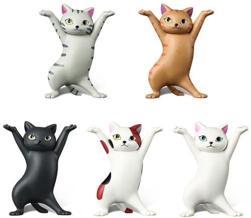 Jagowa 5PCS Pets Cat Airpod Earbuds Holder Dancing Cats Pencil Holder Creative Interesting Home Decoration Ornaments, (2209-112)