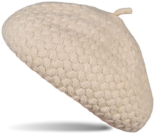 styleBREAKER Damen Baskenmütze Flechtmuster Strick | Französisches Barett (Béret) für den Winter. Eingearbeitetes Band zur Größenregulierung für bis zu 58 cm Kopfumfang.