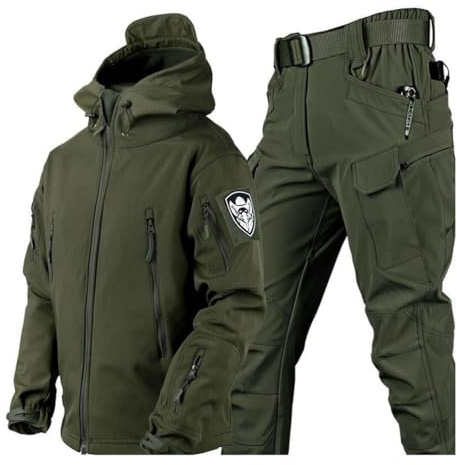 Herren Militäruniform ACU Camo Jacke Und Hose Army Combat Multicam Shirt Tactical Jagd Paintball Hosen Set,Military green,L