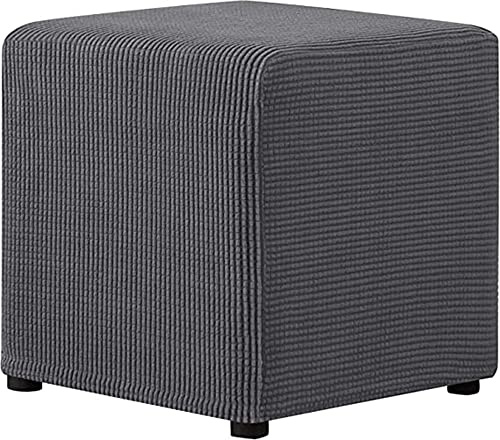 Stretch Hockerbezug Quadratisch/Rund 40x40/45x45CM Gray Ottomane Schonbezug Jacquard Bezug Ottomane Luxuriöser Abdeckung Überzug Hocker Protector Waschbar Hockerabdeckung ( Color : A2 , Size : 40x40cm