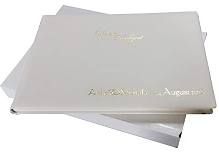 Foto-Gästebuch zur Hochzeit Vesuv in Wildleder, in den Farben Frost, Lattemacchiato oder Mocca, mit individueller Gold- oder Silberprägung (Frost, Goldprägung)