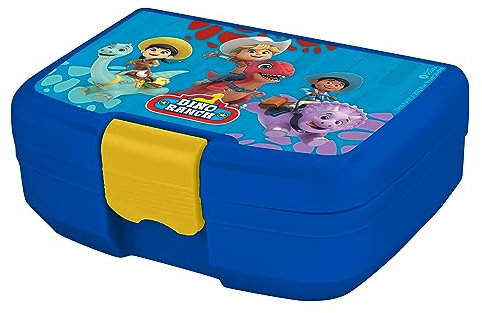 p:os 35124 - Dino Ranch boîte à Pain pour Enfants avec Un Compartiment, boîte à Lunch en Plastique avec Fermeture par Clip, boîte à goûter pour Le Jardin d'enfants, l'école et Les Loisirs