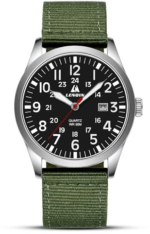 LN LENQIN Reloj Hombre Relojes Militar Campo Reloje Analógicos De Cuarzo | para Hombres,Relojes De Pulsera,Impermeables,con Fecha,Correa De Nailon,Reloj Deportivo,Táctico,Militar