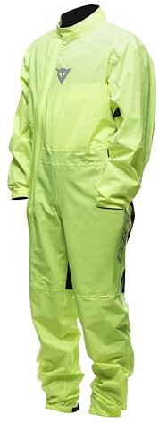 DAINESE - Ultralight Rain Suit, Combinaison de Pluie Imperméable et Coupe-Vent, Ultra Légère, Pliable, pour les Motos, pour Hommes et Femmes, Jaune Fluo, L