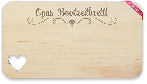 Shirtracer Frühstücksbrettchen Holz Herz - Frühstücksbrett - Brotzeitbrett Opa - 22,5x12,5 - Holz - brett geschenke für opas grossvater brotzeitbrettl frühstücksbretter geschenk großväter bester