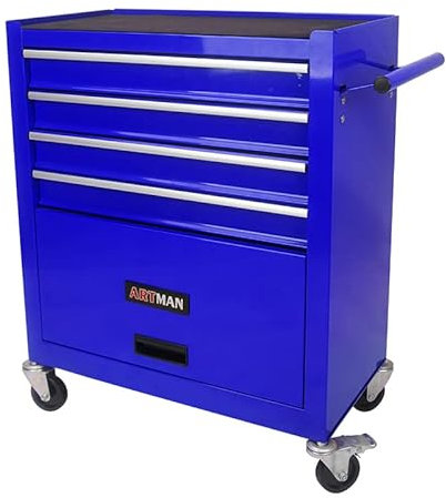 Werkzeugschrank mit 4 Schubladen für Mechaniker, Rollwerkzeug, Organizer, hohe Kapazität, Werkzeugkiste mit Rädern, Schließsystem für Reparaturprojekte, Garage, Werkstatt, Zuhause, Werkzeugschrank