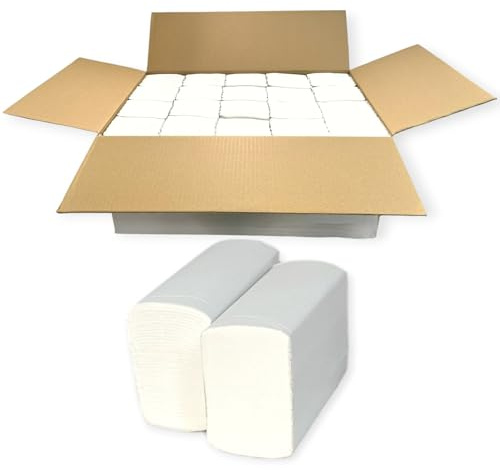DE Healthcare Products – Papierhandtücher (2.000 Stück), Zick-Zack-Falzung, 3-lagiges Papiertuch je 42 x 22 cm, Falthandtücher aus 100% Altpapier, weiß
