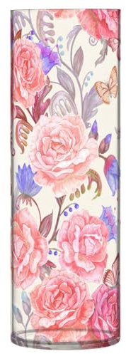 Romantische Blumenvase mit Rosenstrauß, 30 x 9 cm, kleine Vase, ästhetische kleine Vasen für Blumen, Eingangsregal, Einweihungsdekoration