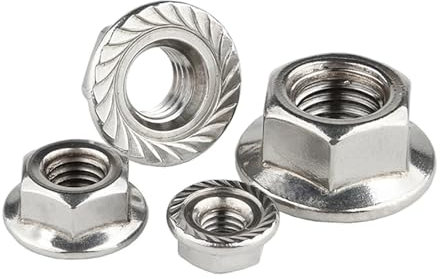 2/5/10/25 Stück M3 M4 M5 M6 M8 M10 M12 Edelstahl Sechskant Sechskantkopf gezackte Spinlock Flanschmutter Kontermutter DIN6923(M4 25pcs)