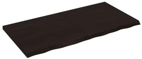 Makastle Waschtischplatte Holzbohlen Ideal für Aufsatzwaschbecken, Tischplatte Holzplatte Baumkanten-Platte für Heimwerker, Arbeitsplatten, Dunkelbraun 120x60x(2-4) cm Massivholz