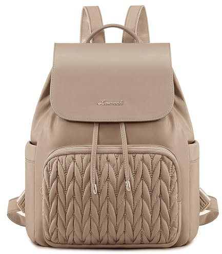 LOVEVOOK Rucksack Damen Klein, Elegant Cityrucksack Anti Diebstahl Tagesrucksack Schulrucksack Wasserdicht, Mini Casual Daypack Womens Backpack Modern für Schule Arbeit Reisen Wandern, Khaki