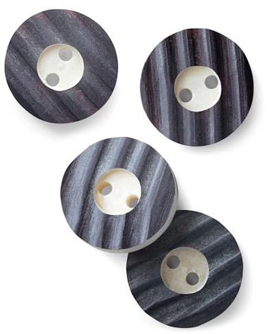 Schöneberger Trachten Couture Original Hornknöpfe, Lederhosen Knöpfe, 2-Loch Trachtenknöpfe - 4x/8x/12x div Farben & Durchmesser (Schwarz, 22mm / 4x Knöpfe)