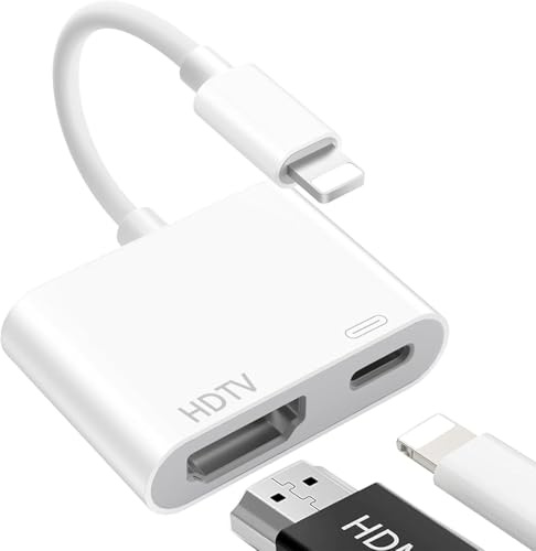 【Apple MFi Certified】 Lightning to HDMI Adapter, HDMI to Lightning Cable, L-i-g-h-t-n-i-n-g to H-D-M-I Cable for iPhone 14/13/12/11/XS/XR/8/7/iPad, Plug and Play