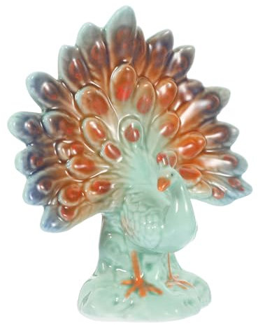 Alipis Keramik Pfau Figurine Tischdeko Kleine Tierstatue Gartendeko Tierfigur Handbemalt Kompakt Glatte Oberfläche Stabiler Stand Für Wohnraum Und Schreibtisch
