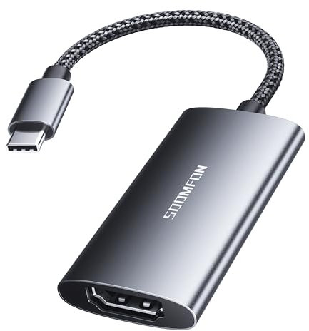 SOOMFON Adattatore USB-C a HDMI 4K 120Hz, Adattatore Compatto in Alluminio Thunderbolt 3/4 USB-C a HDMI 8K 30Hz, per MacBook Pro/Air, iPad Pro/Air, Galaxy, Huawei e altri dispositivi