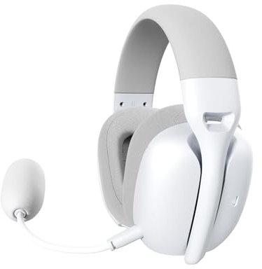MAMBASNAKE ATTACK SHARK L80PRO Ultralight Wireless Gaming Headset, 7.1 Surround Sound, Lightweight Headphone With Bendable Dual Mic, Tri-Mode(2.4G/BT/3.5mm Wired), 40mm Driver,for PC/Mac/PS/XBOX White