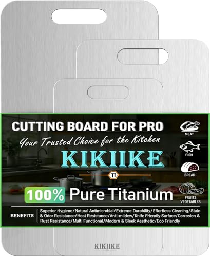 Titanium Cutting Board 3-Piece Set 2025 New Upgrade Pure Titanium Cutting Boards for Kitchen - Double-Sided Food-Grade Chopping Board Non-Stick Durable and Easy to Clean (S/M/L 3-Piece Set)