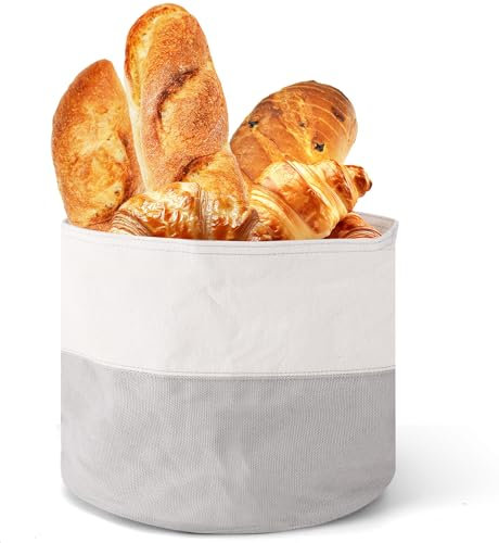 BTBHIHO Cestino per il pane, portatile, antipolvere, in 100% cotone, per colazione, brunch e festività (25 x 21,5 cm)