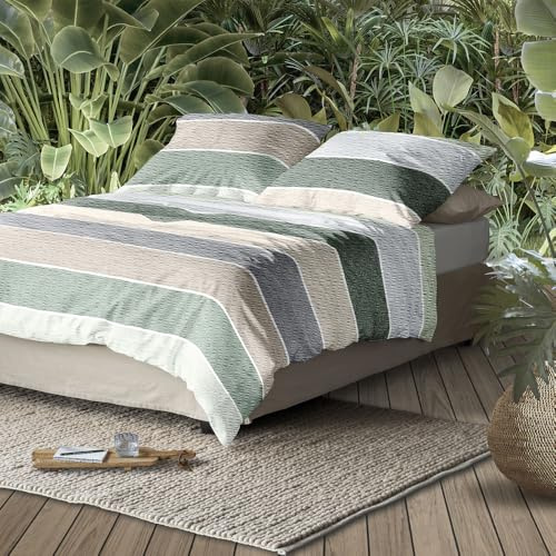 Irisette Set di biancheria da letto in seersucker, 2 pezzi, copripiumino 140 x 200 cm, federa 90 x 70 cm, modello: Vent