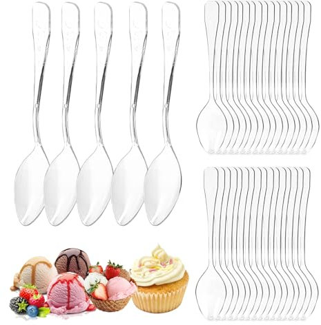 100 Pcs Plastic Spoon, Mini Dessert Spoon, Durable, Perfect for Desserts, Parties, Picnics and More (3.74/9.5cm)