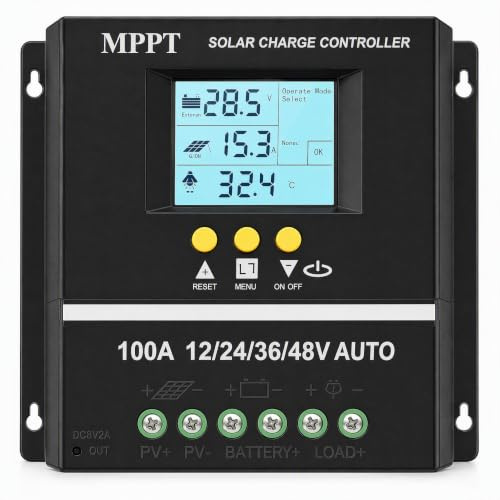 100A MPPT Solarladeregler 12V/24V/36V/48V mit Adaptivem Laderegler-Algorithmus LCD Dual USB für LiFePO4 & Blei Batterien