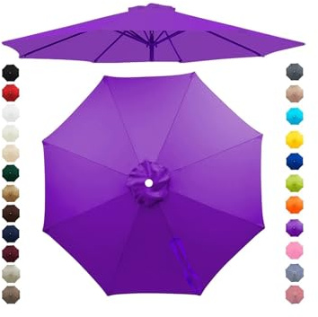 Chinimon Replacement Parasol Canopy 2m/2.5m/2.7m/3m/3.5m fits 6/8 Arms | Parasol Replacement Canopy 95% UV Block, Double-Stitch Seams, Fade Resistant Fabric, Canopy Only for Garden, Patio and Beach
