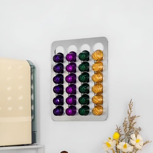 HOPEYHFM Porte-Capsules en Acier, Rangement Capsule Mural Nespresso, Compatible Ligne Originale, Installation Sans Perçage, Idéal Murs/Cuisines, Support Capsule pour Placard de Cuisine (Style 3)
