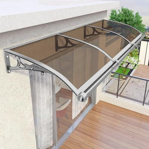 Waterproof Outdoor Canopy UV & Rain Protection Durable Polycarbonate Cover with Aluminum Bracket Perfect for Patios Porches Roofs & Window Awnings