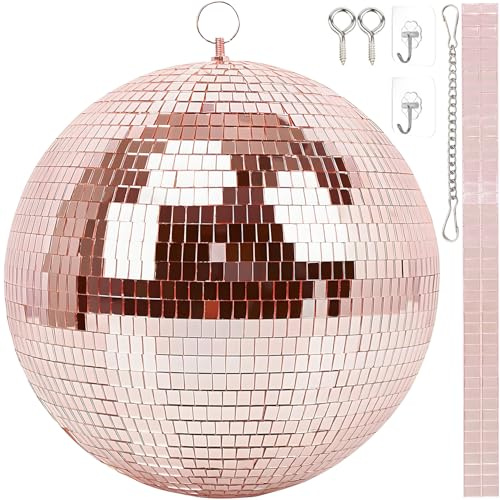 Spiegel-Discokugel 20cm,Discokugeln Zum Aufhängen,Spiegelkugel 20cm mit Selbstklebende Mini Spiegel und Haken Selbstklebend,Spiegelkugeln Disco Kugel,Ideal für Partys Oder DJ-Lichteffekt