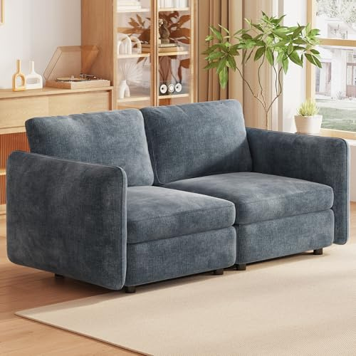 Guyii Sofá esquinero modular de 2 plazas, Gran conjunto de salón de tela, Sofás y sillones para sala de estar, Sofá cómodo con taburete, Sofá moderno para sala de estar (2 plazas)
