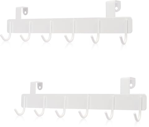 Yzalen Kleiderhaken Tür, Türhaken zum Einhängen Weiß, Türhaken Hanger mit 6 Haken, Rostfreier Edelstahl (2, Weiß)