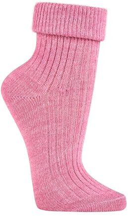 Socks4Fun 2 par mjuka ullstrumpor för kvinnor och flickor – av ull och alpackaull – hudvänliga, varma och bekväma – med dubbelt kuvert, Rosa, 39-42 EU