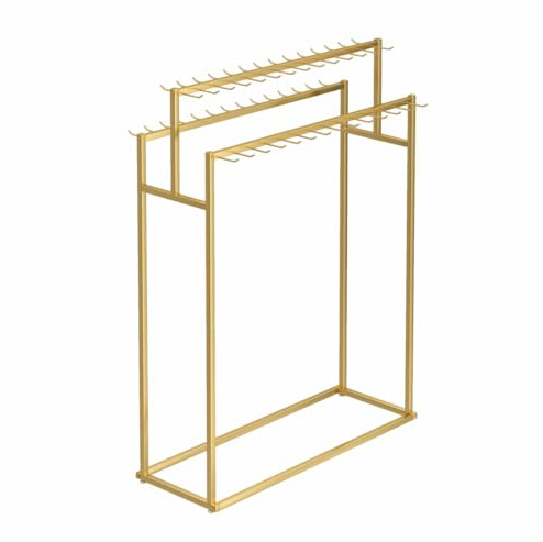 80 cm guld metall dubbelsidig display stativ för bälten, slipsar, halsdukar, sjalar, väskor och tillbehör. Perfekt för detaljhandel och omklädningsrum.