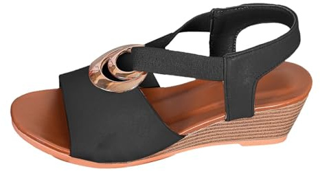YIzdegg ortopediska sandaler damer sommar – sandaletter kilklack sandaler halkfria tofflor öppen tå sandaletter ultra-komfort romerska sandaler vattentäta fritidsskor för strandsemester, svart, 42