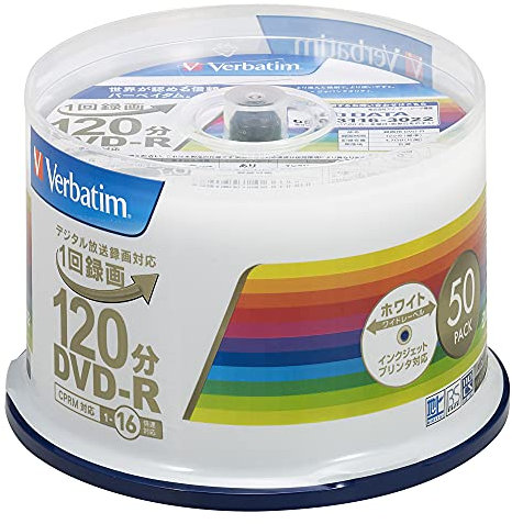 Mitsubishi Chemical Media Verbatim DVD-r CPRM 1 Modified for Recording 120 Minutes 1-16 x 50 Spindle Case Pack Wide Print Compatible WhiteLabel VHR12JP50V4 (Japan Import)