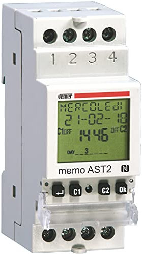 VEMER VE343000 MEMO AST2 - Interruttore Crepuscolare Astronomico, Programmazione Notturna Settimanale, Interfaccia NFC, Bianco