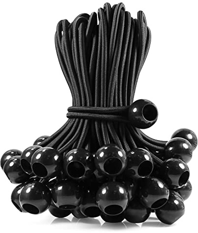 Joneaz Ball Bungee Cords 12 inch, UV Resistant Heavy Duty Tie Down Cord,50 Piece