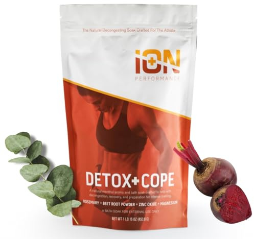 iON Zinc Detox + Cope Athlete Bath Muscle Soak | Zinc, Magnesium Epsom Salt, Coconut Oil, Rosemary, Beet Root, Bay Leaf |Cold Season 16 Oz | Allergy Season | Muscle Recovery