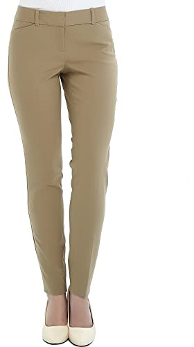 SATINATO Women’s Khaki Dress Pants Work Straight Leggings Skinny Trousers with Pockets Casual Business Office 14
