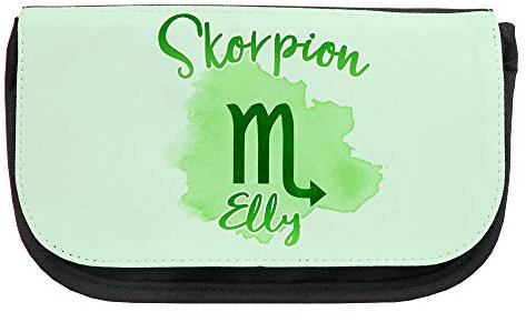 Kosmetiktasche mit Namen Elly und Sternzeichen-Motiv Skorpion | Schminktasche | Viele Vornamen zur Auswahl
