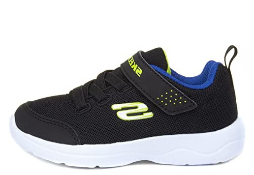 Skechers SKECH-STEPZ 2.0 MINI WANDERER, Zapatillas para Niños, Black Textile/ Synthetic/ Blue & Lime Trim, 27 EU