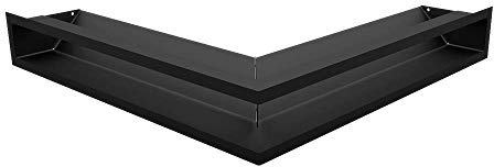 Grille de Ventilation KRATKI AIR | Grille de cheminée d'angle Ouverte 560 x 560 x 90 mm | Noir | Grille d'extraction pour Ventilation de cheminée | Prise d'air à Un Angle de 45 degrés