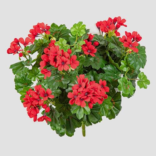 artplants.de Künstliche Geranie KAISA auf Steckstab, rot, 35cm - Künstliche blühende Pflanze