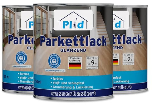 PLID® Barniz transparente para parqué, satinado, adecuado para el sellado de corcho, parqué y suelos de madera, escaleras de madera y muebles en interiores a golpes, resistente a los golpes, fabricado