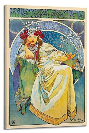 JAHER Alphonse Mucha Art Poster Kunst Prinzessin Hyazinthe Prinzessin von Alphonse Mucha Art Poster Kunst Wandbild Foto Farbe Hängebild Familiendekoration 20 x 30 cm