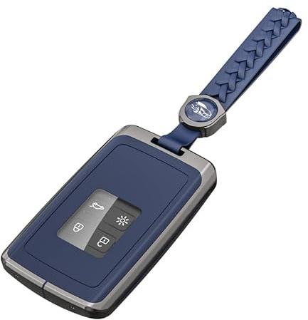Aolly Schutzhülle für Renault 4 Tasten, Autoschlüsselanhänger, schlüssellose Smartcard-Hülle, passend für Clio/Megane/Kadjar/Captur/Dacia Duster, mit Schlüsselanhänger, Blau